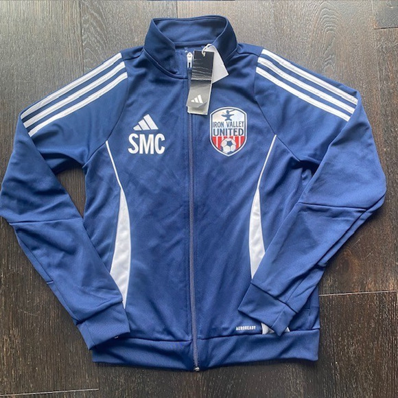 NEW ADIDAS Kids Size Medium Youth Tiro24 Blue Training Jacket SMC Iron Valley - Picture 1 of 9